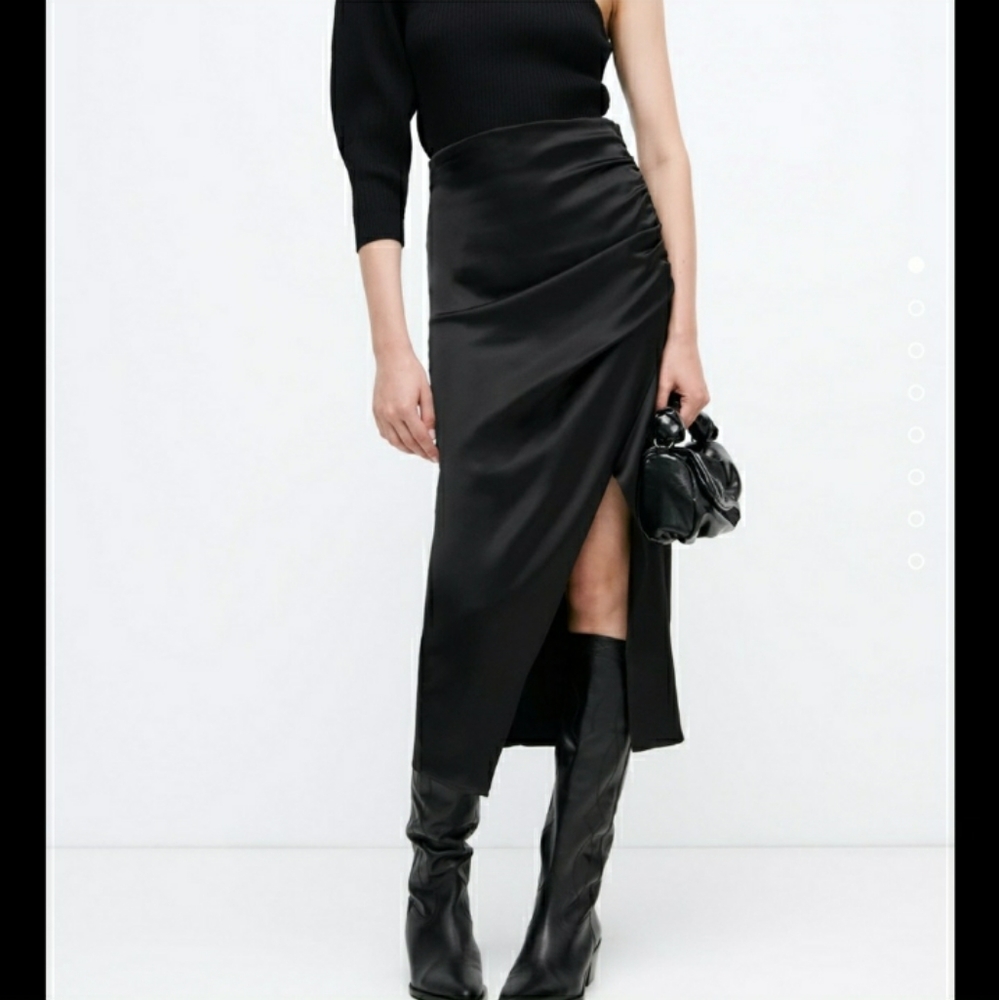 Zara Black Midi Wrap Skirt